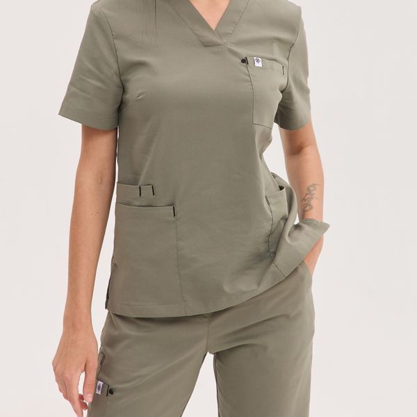 Komplet damski scrubs Bristol w kolorze oliwkowym