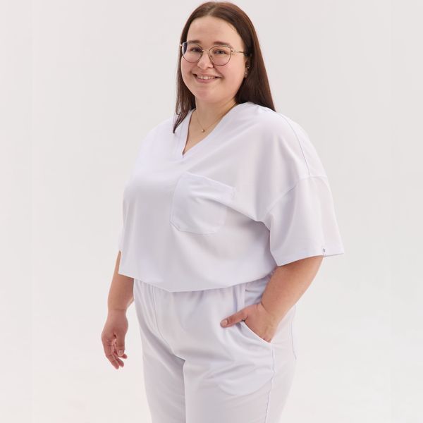 Komplet medyczny damski scrubs Chicago w kolorze białym +SIZE