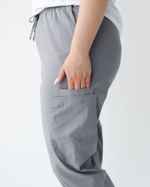 Medyczne spodnie elastyczne typu jogger szare Plus Size