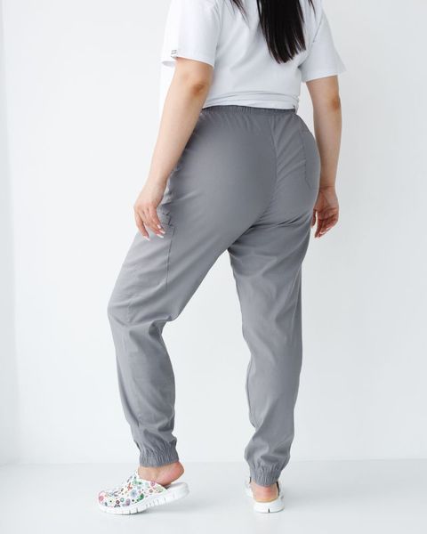 Medyczne spodnie elastyczne typu jogger szare Plus Size